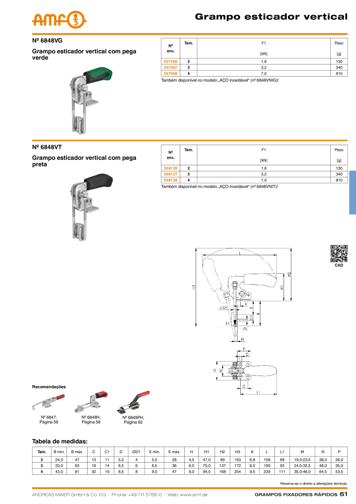 Catálogo AMF BRAÇOS RÁPIDOS MANUAL E PNEUMÁTICO NO.: 20388 - Page 61