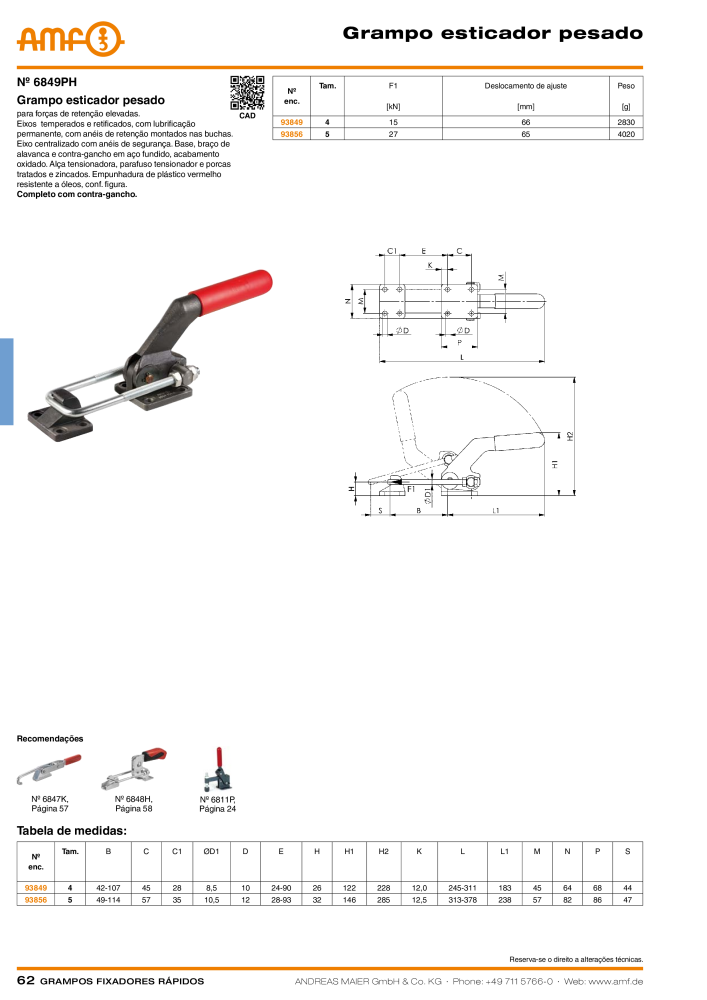 Catálogo AMF BRAÇOS RÁPIDOS MANUAL E PNEUMÁTICO NO.: 20388 - Page 62