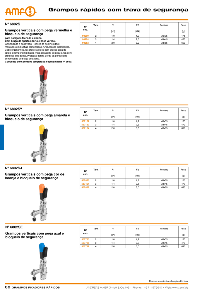 Catálogo AMF BRAÇOS RÁPIDOS MANUAL E PNEUMÁTICO NR.: 20388 - Seite 66