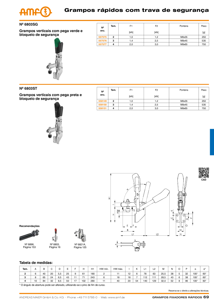 Catálogo AMF BRAÇOS RÁPIDOS MANUAL E PNEUMÁTICO Nº: 20388 - Página 69