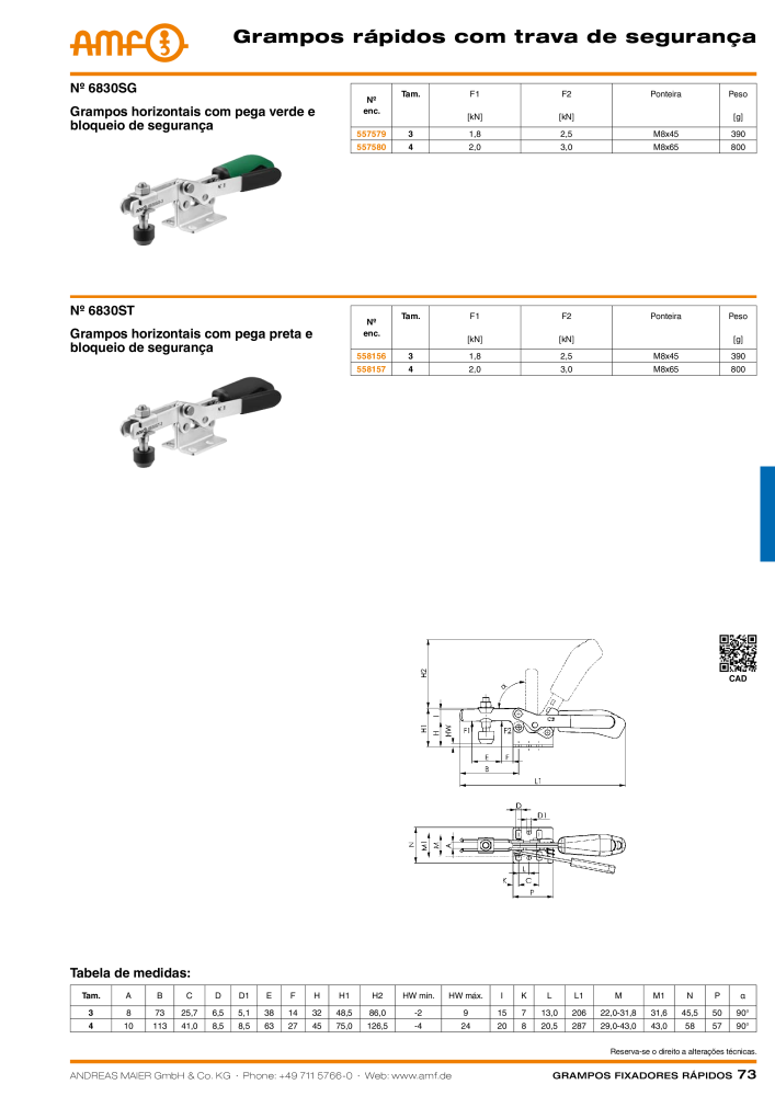 Catálogo AMF BRAÇOS RÁPIDOS MANUAL E PNEUMÁTICO Nº: 20388 - Página 73