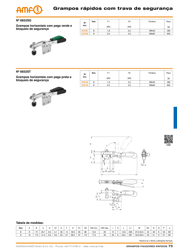 Catálogo AMF BRAÇOS RÁPIDOS MANUAL E PNEUMÁTICO NR.: 20388 - Seite 75