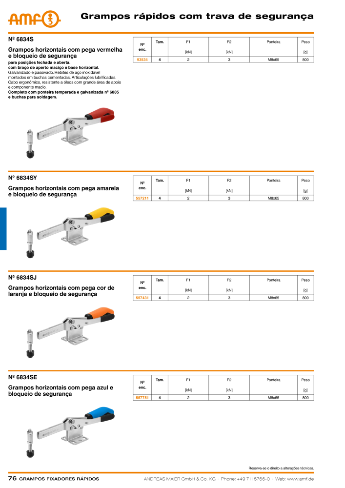 Catálogo AMF BRAÇOS RÁPIDOS MANUAL E PNEUMÁTICO NO.: 20388 - Page 76