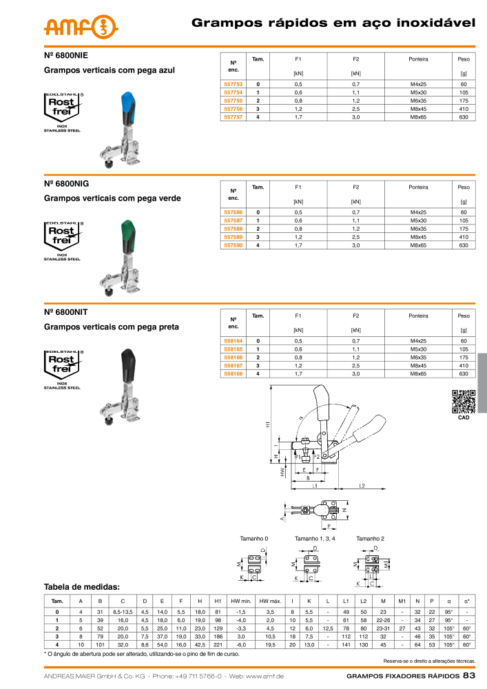 Catálogo AMF BRAÇOS RÁPIDOS MANUAL E PNEUMÁTICO Nº: 20388 - Página 83