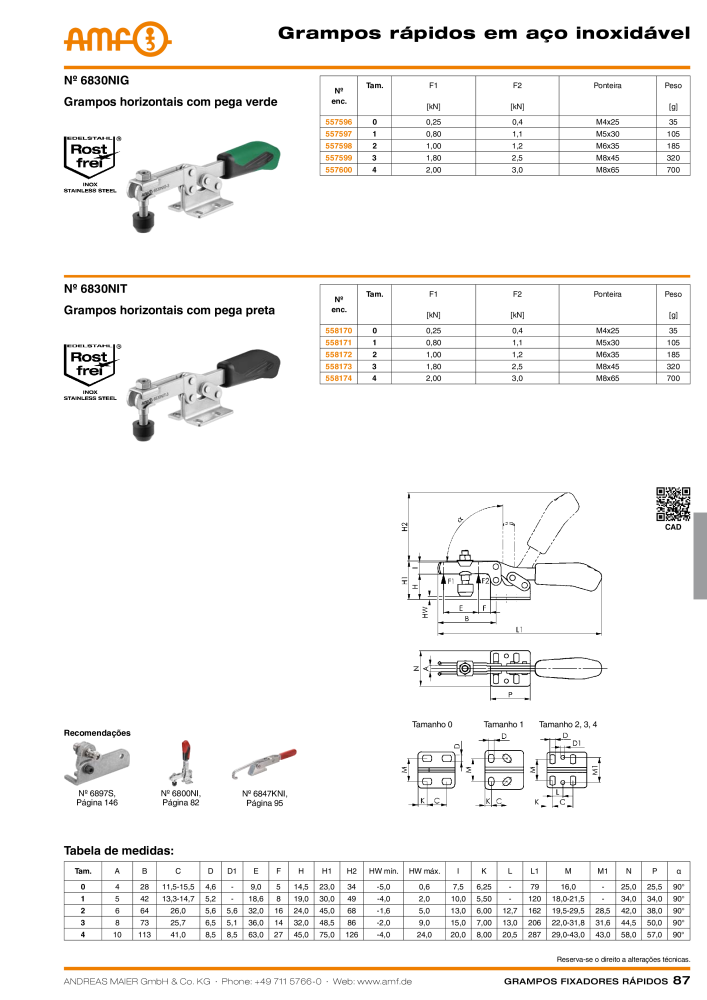 Catálogo AMF BRAÇOS RÁPIDOS MANUAL E PNEUMÁTICO NR.: 20388 - Seite 87