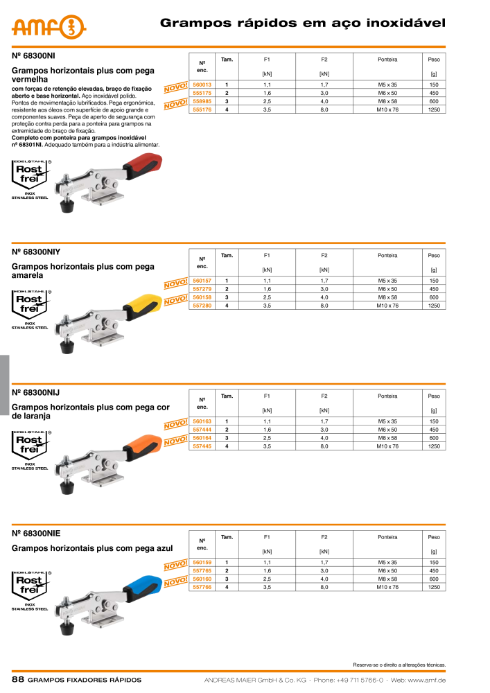 Catálogo AMF BRAÇOS RÁPIDOS MANUAL E PNEUMÁTICO NR.: 20388 - Seite 88