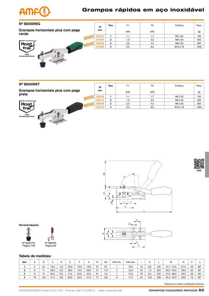 Catálogo AMF BRAÇOS RÁPIDOS MANUAL E PNEUMÁTICO NO.: 20388 - Page 89