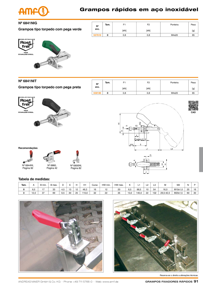Catálogo AMF BRAÇOS RÁPIDOS MANUAL E PNEUMÁTICO Nb. : 20388 - Page 91