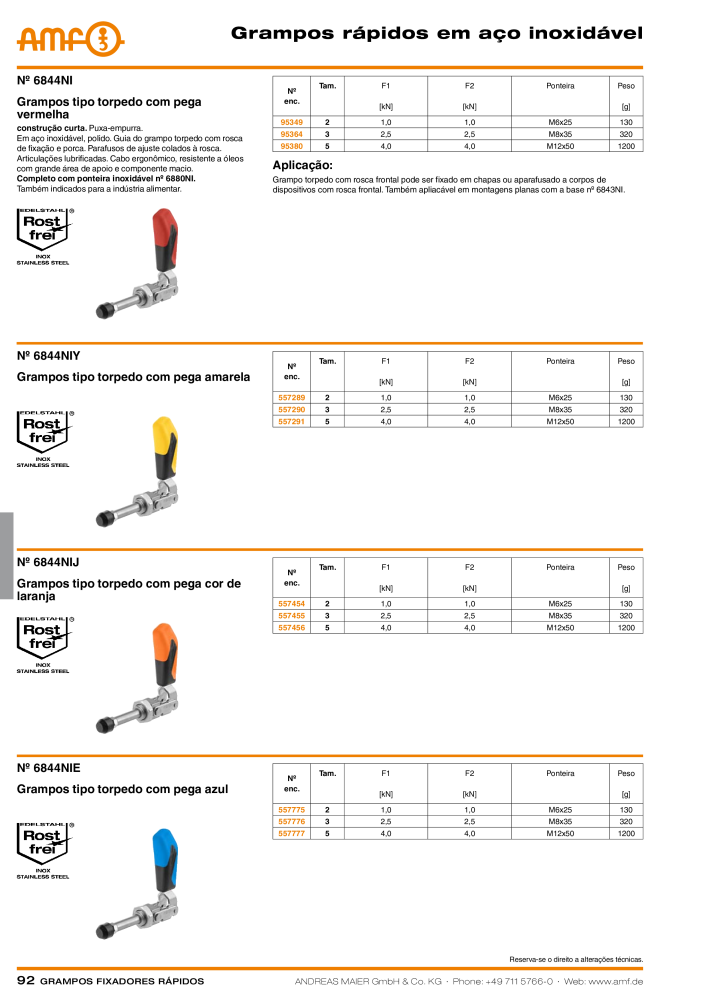 Catálogo AMF BRAÇOS RÁPIDOS MANUAL E PNEUMÁTICO Nb. : 20388 - Page 92