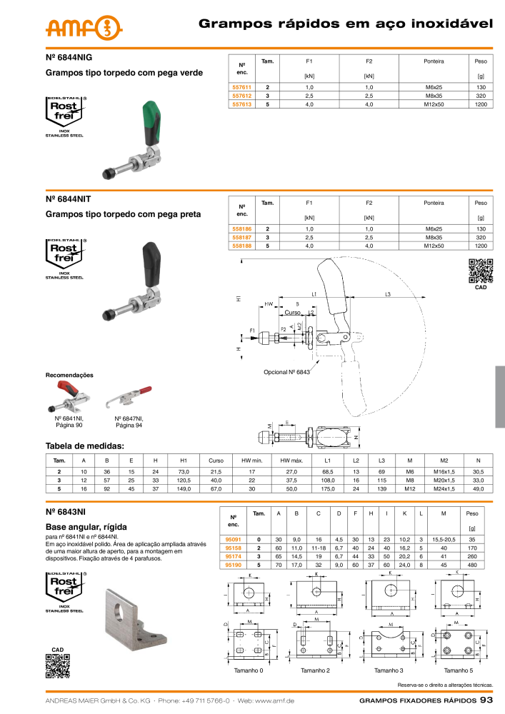 Catálogo AMF BRAÇOS RÁPIDOS MANUAL E PNEUMÁTICO NO.: 20388 - Page 93