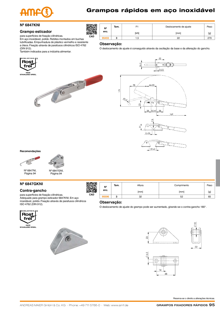 Catálogo AMF BRAÇOS RÁPIDOS MANUAL E PNEUMÁTICO Nº: 20388 - Página 95