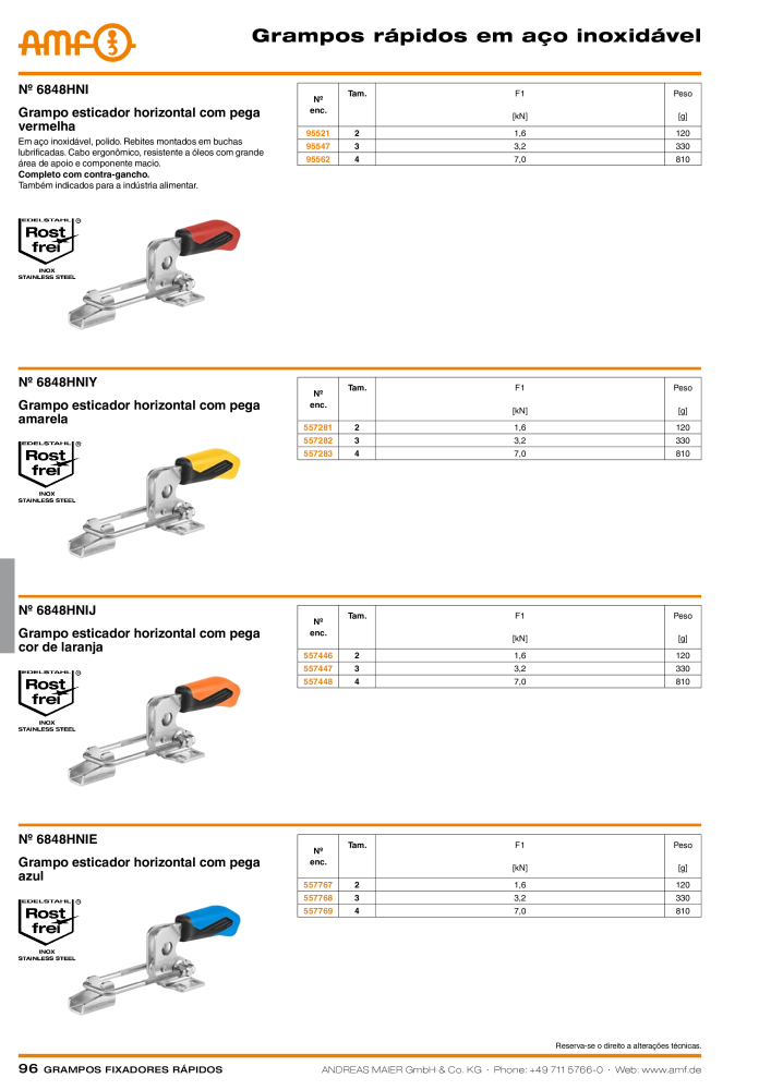 Catálogo AMF BRAÇOS RÁPIDOS MANUAL E PNEUMÁTICO NR.: 20388 - Seite 96