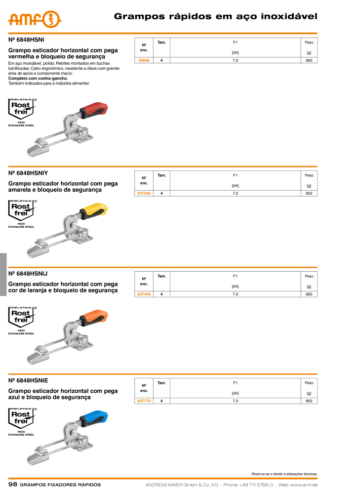 Catálogo AMF BRAÇOS RÁPIDOS MANUAL E PNEUMÁTICO NO.: 20388 - Page 98