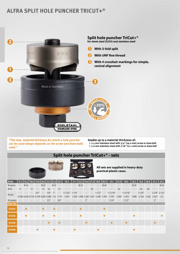 ALFRA Parafuso tensor com rolamento de esferas Ø 11,1 mm (7/16”) x 60 mm 01342