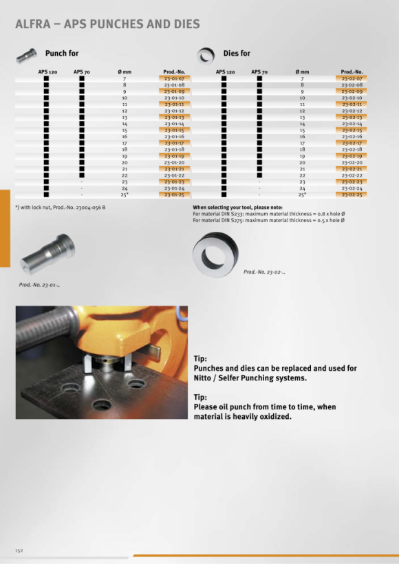 ALFRA Punch for Press APS 60 - 70 - 120 , Ø 7.0 mm 23-01-07