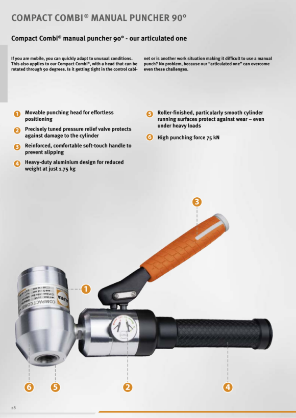 ALFRA CompactCombi hand punch 90° sets; sheet metal punch set MonoCut 02052