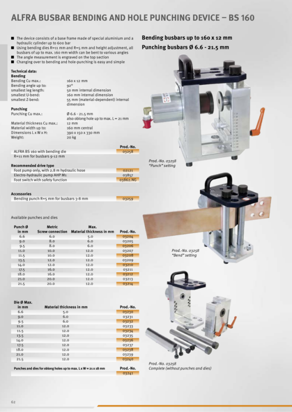 ALFRA Bending punch R=5 for 3 - 8 mm material thickness 03259