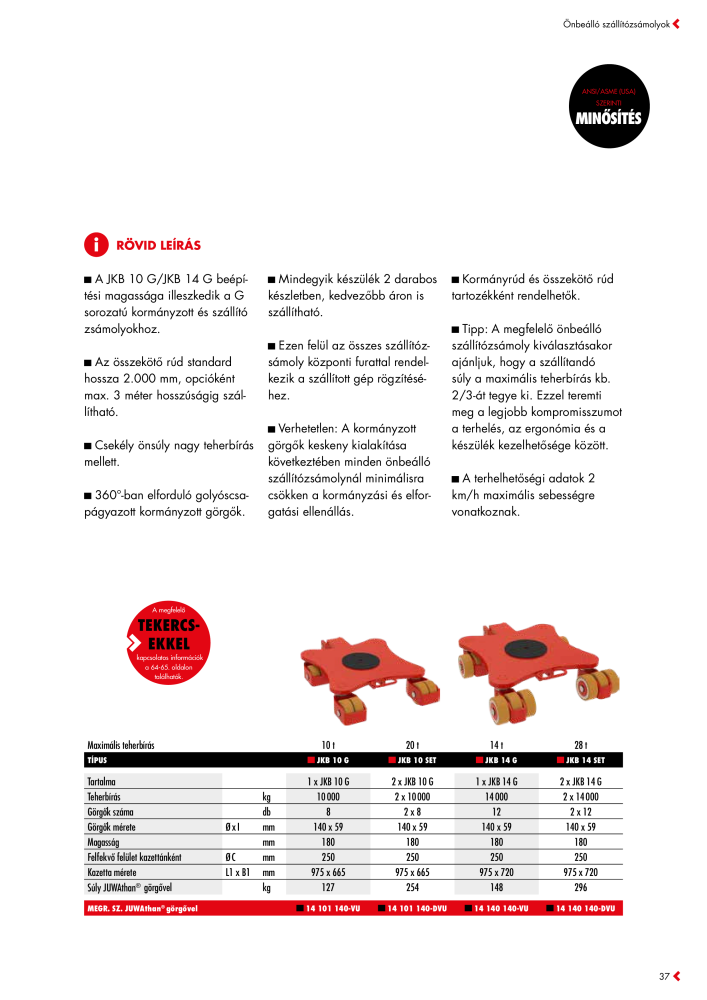 JUNG Fő katalógus Emelő- és szállítóeszközök Nb. : 20397 - Page 37