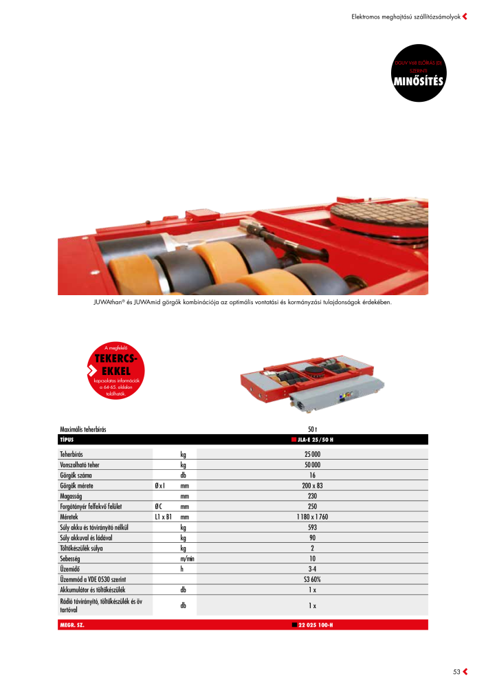 JUNG Fő katalógus Emelő- és szállítóeszközök NO.: 20397 - Page 53