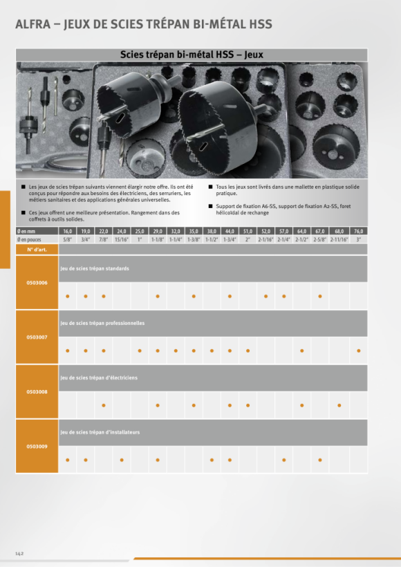 ALFRA HSS-Bi Jeu de scies cloches électriques 0503008