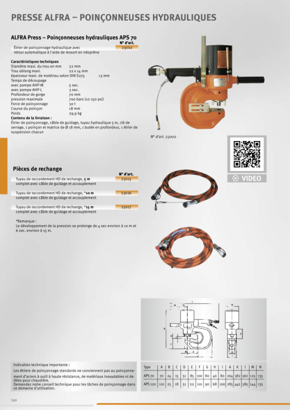 ALFRA Kit de tuyaux hydrauliques 10 mètres 23016