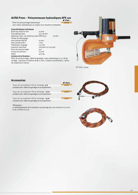 ALFRA Kit de tuyaux hydrauliques 10 mètres 23016