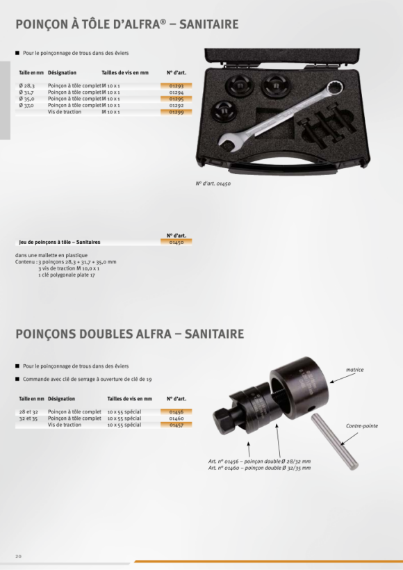 ALFRA Perforateur double pour tôles - MonoCut sanitaire Ø 28/32 mm 01456