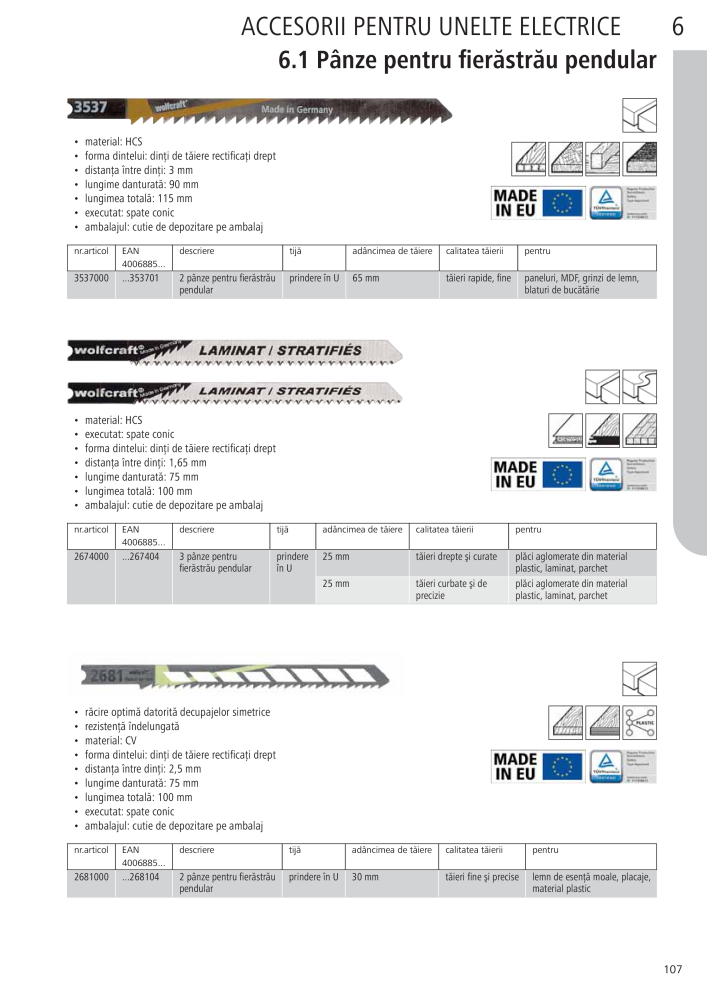 Instrumentele principale ale catalogului Wolfcraft NR.: 20423 - Pagina 107