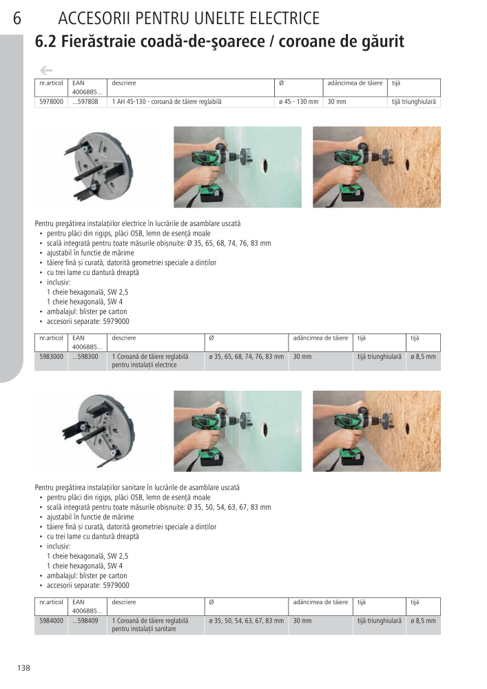 Instrumentele principale ale catalogului Wolfcraft NR.: 20423 - Pagina 138