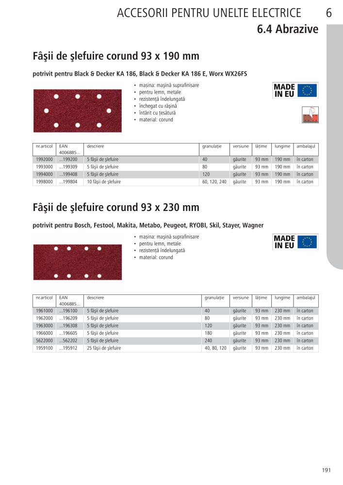 Instrumentele principale ale catalogului Wolfcraft NO.: 20423 - Page 191