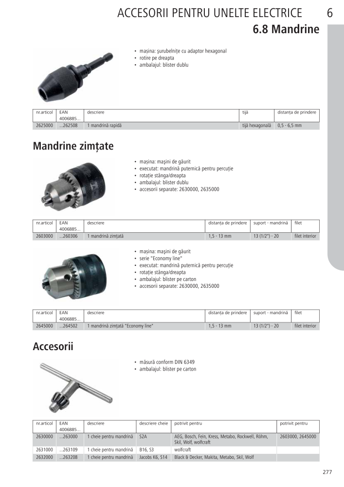 Instrumentele principale ale catalogului Wolfcraft Č. 20423 - Strana 277