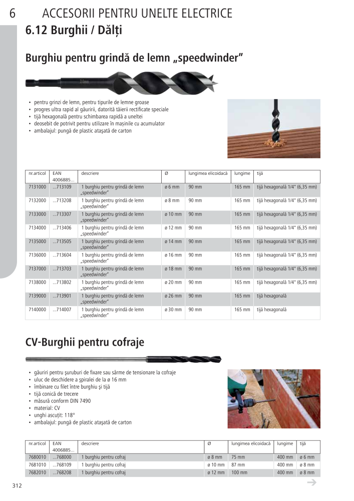 Instrumentele principale ale catalogului Wolfcraft NO.: 20423 - Page 312