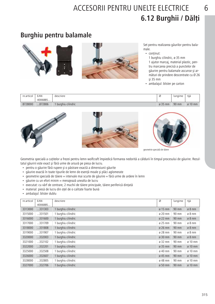 Instrumentele principale ale catalogului Wolfcraft Č. 20423 - Strana 315