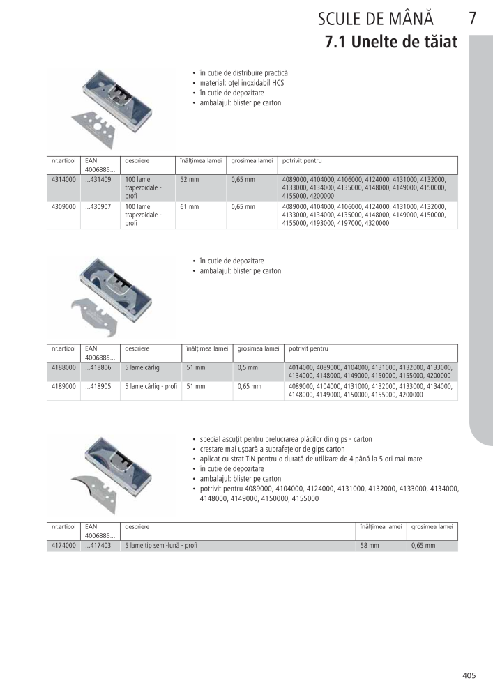 Instrumentele principale ale catalogului Wolfcraft Č. 20423 - Strana 405