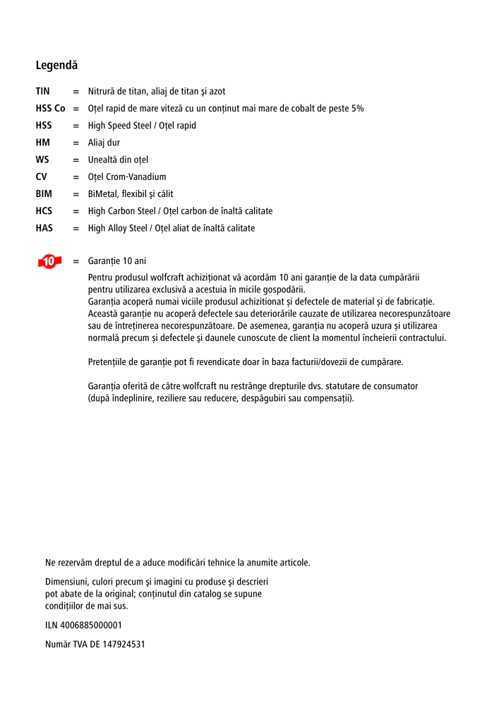 Instrumentele principale ale catalogului Wolfcraft NR.: 20423 - Pagina 479