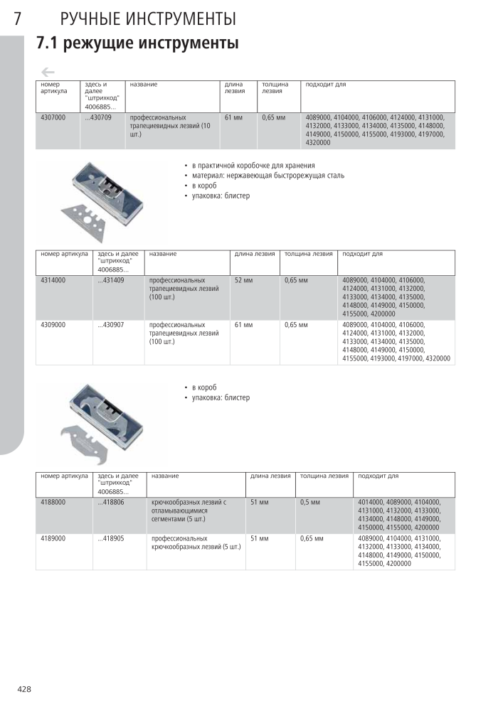 Инструменты основного каталога Wolfcraft NO.: 20424 - Page 428