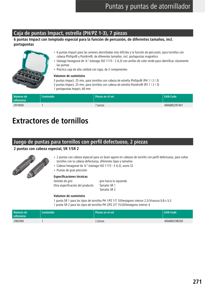 Herramientas del catálogo principal de Wolfcraft Nº: 20425 - Página 271