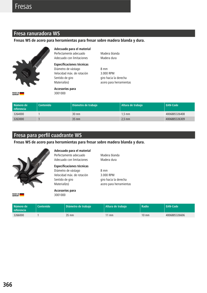 Herramientas del catálogo principal de Wolfcraft Nº: 20425 - Página 366