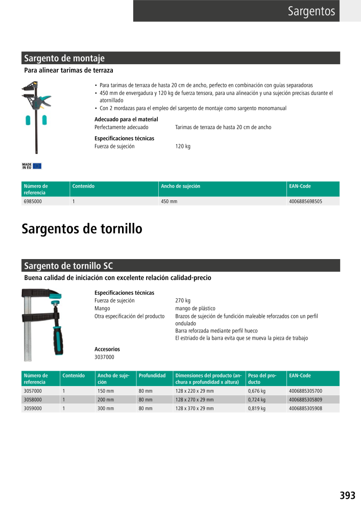 Herramientas del catálogo principal de Wolfcraft Nº: 20425 - Página 393
