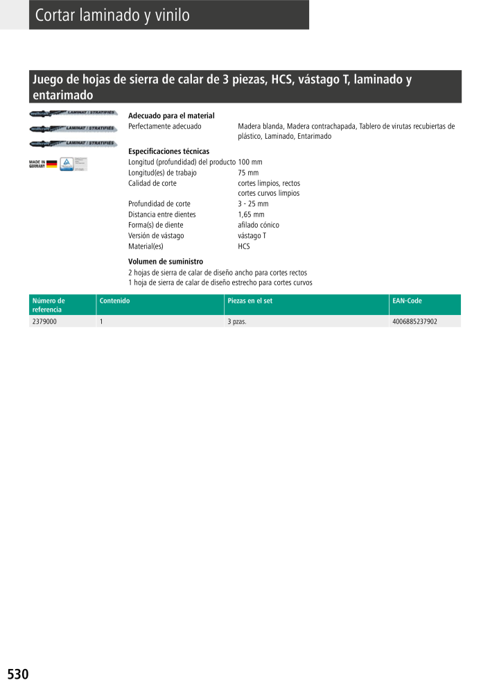 Herramientas del catálogo principal de Wolfcraft Nº: 20425 - Página 530
