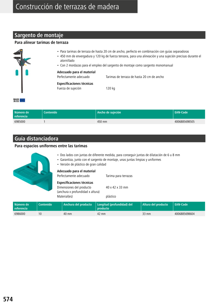 Herramientas del catálogo principal de Wolfcraft Nº: 20425 - Página 574