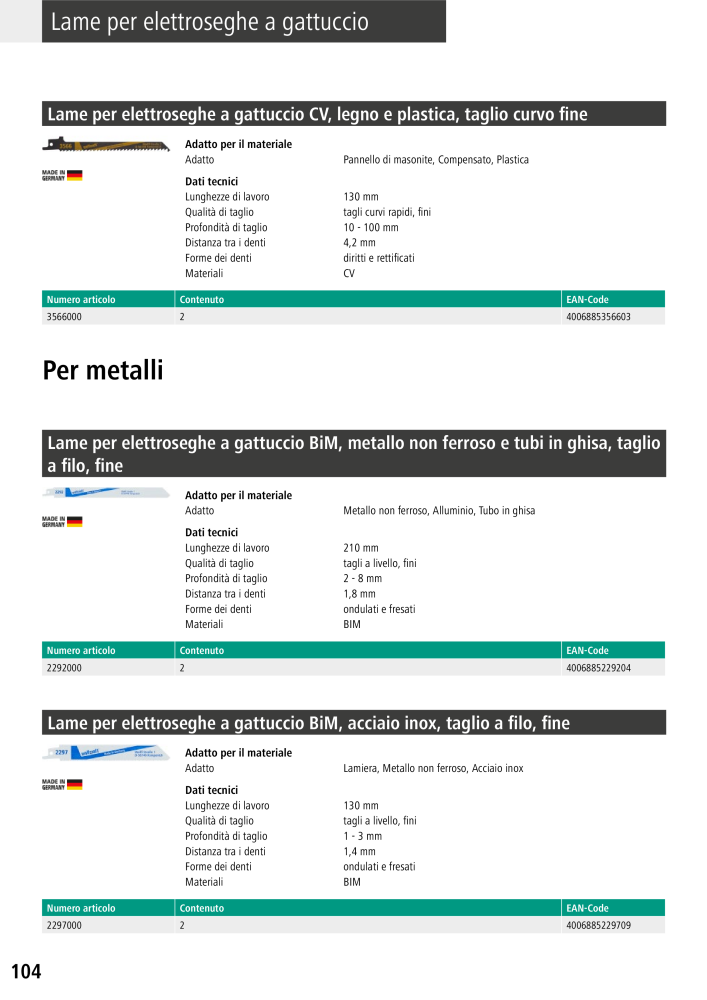 Strumenti del catalogo principale di Wolfcraft n.: 20427 - Pagina 104