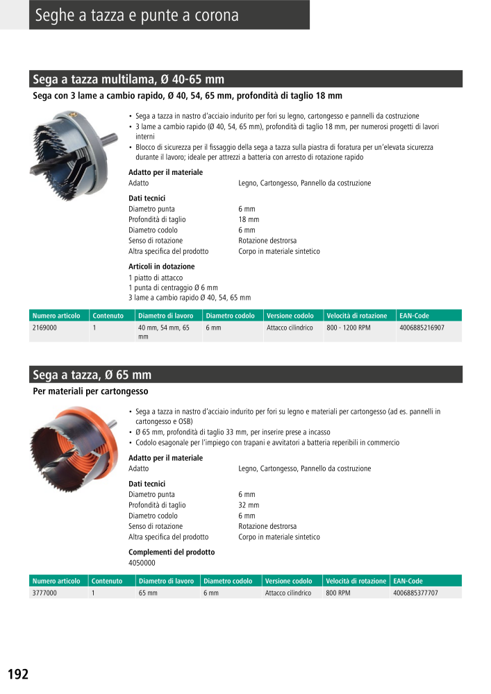 Strumenti del catalogo principale di Wolfcraft n.: 20427 - Pagina 192