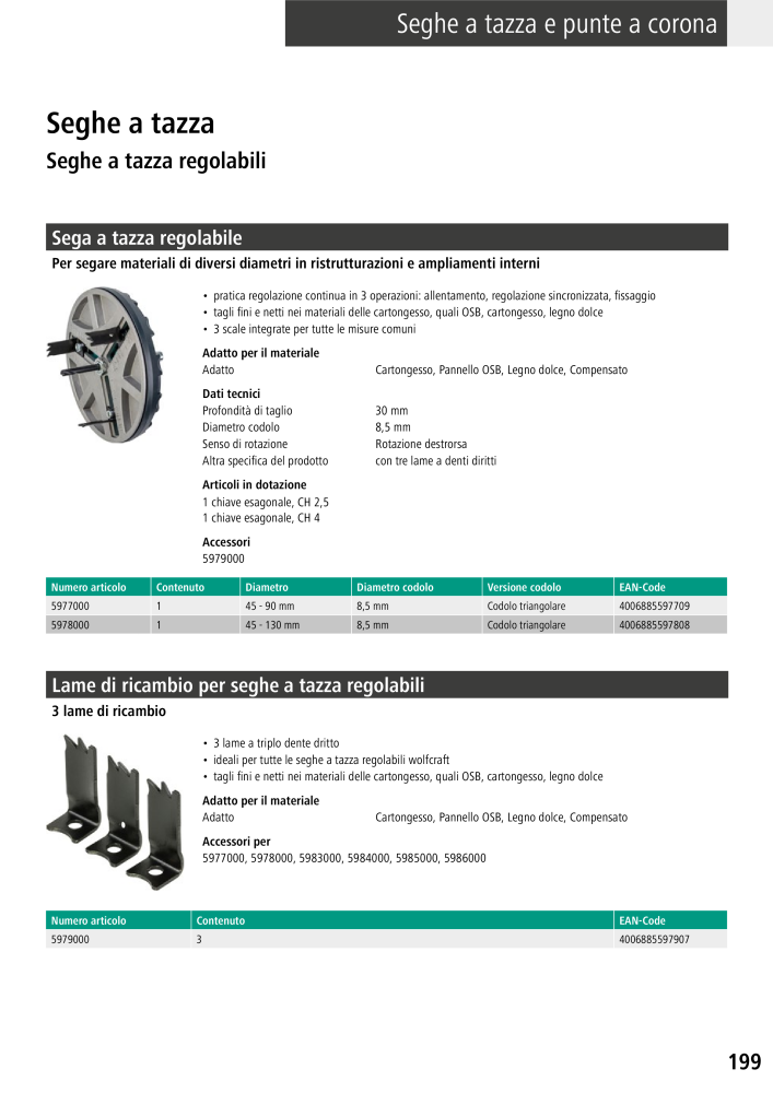 Strumenti del catalogo principale di Wolfcraft NO.: 20427 - Page 199