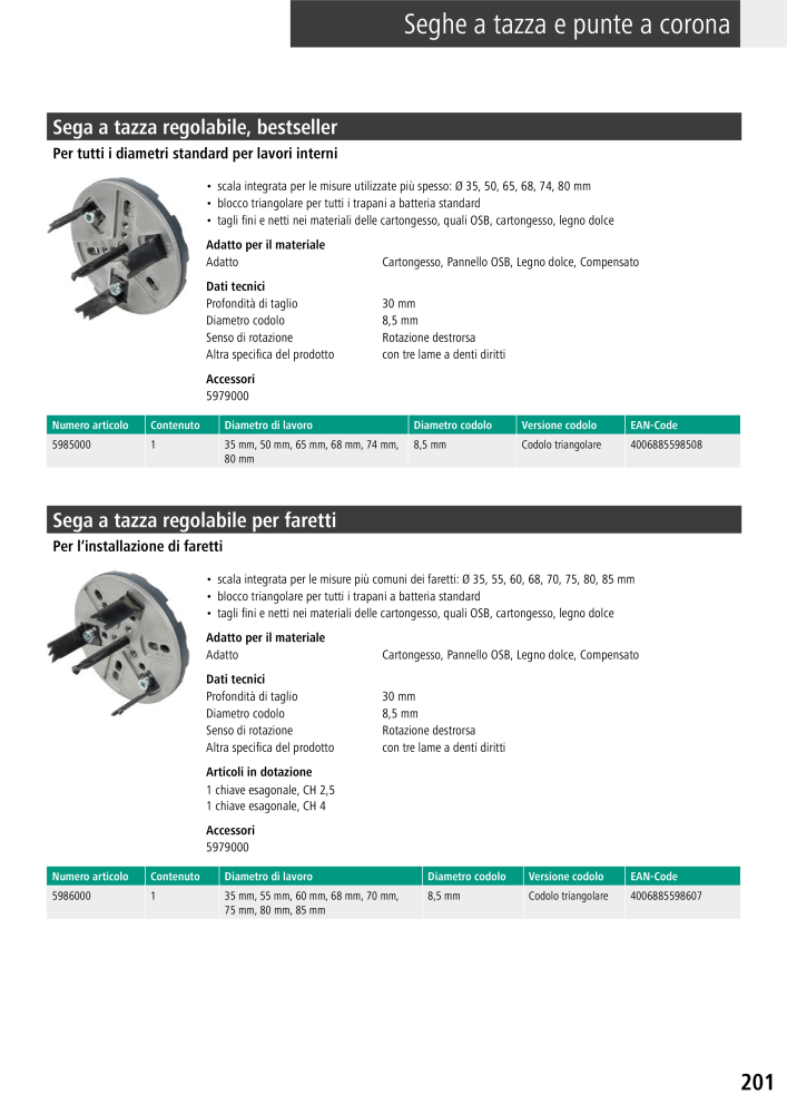 Strumenti del catalogo principale di Wolfcraft NO.: 20427 - Page 201