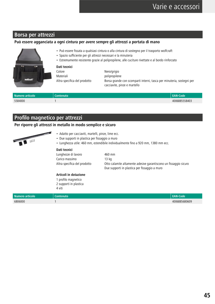Strumenti del catalogo principale di Wolfcraft NO.: 20427 - Page 45