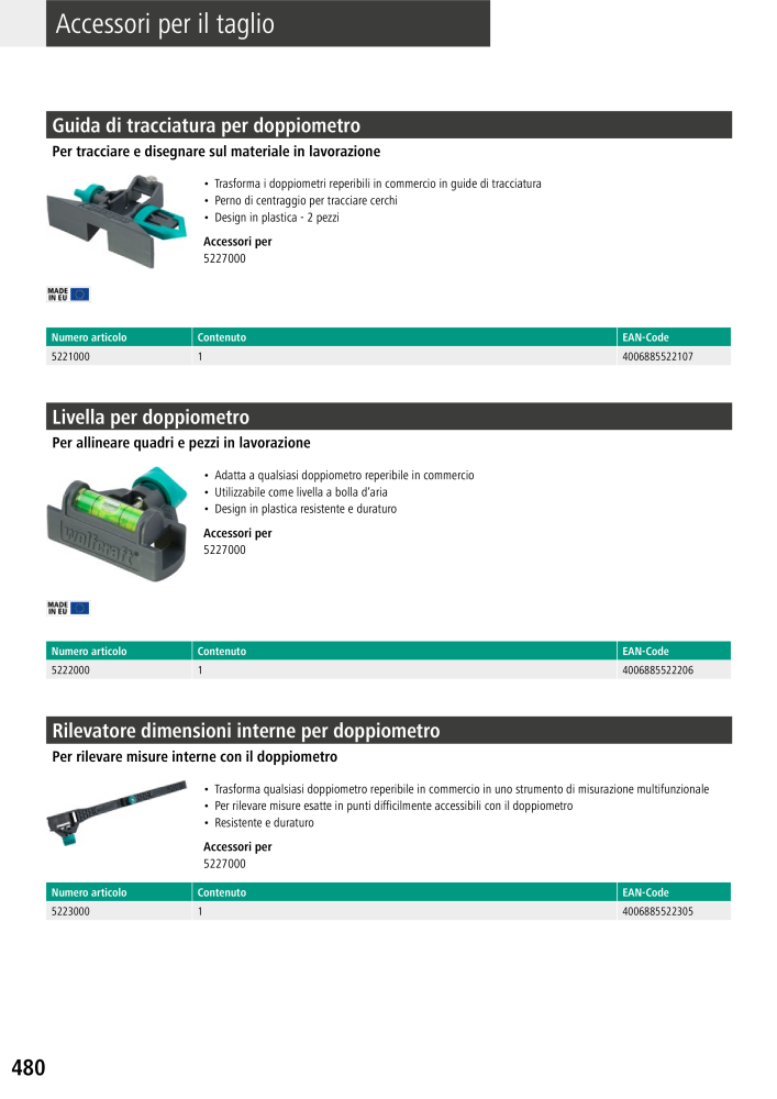 Strumenti del catalogo principale di Wolfcraft NO.: 20427 - Page 480