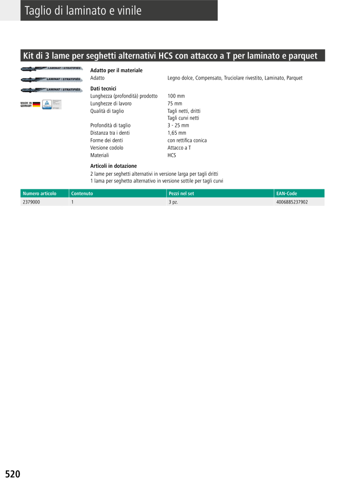 Strumenti del catalogo principale di Wolfcraft NO.: 20427 - Page 520