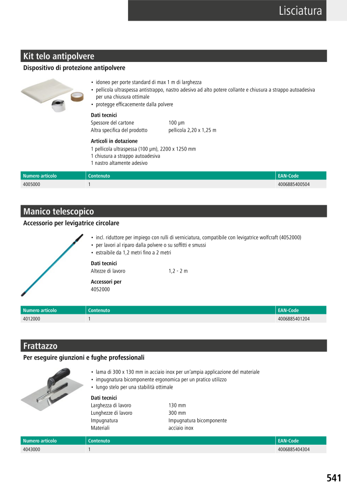 Strumenti del catalogo principale di Wolfcraft Nb. : 20427 - Page 541
