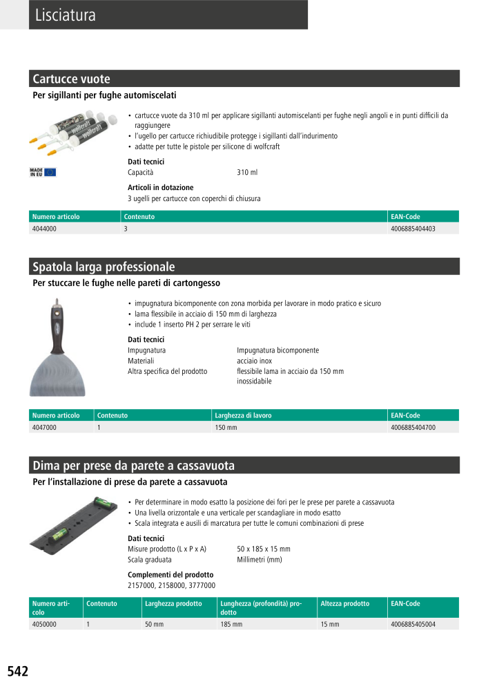 Strumenti del catalogo principale di Wolfcraft n.: 20427 - Pagina 542